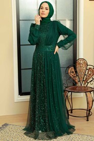  Modern Green Muslim Wedding Gown 5696Y - 1