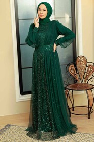 Modern Green Muslim Wedding Gown 5696Y - 2