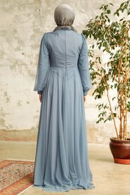  Stylish Grey Hijab Evening Dress 22061GR - 3
