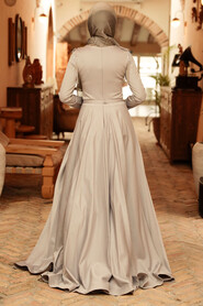  Modern Grey Modest Prom Dress 718GR - 6