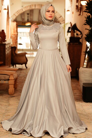  Modern Grey Modest Prom Dress 718GR - 2