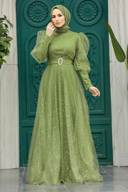  Modern Khaki Hijab Wedding Dress 23041HK - 1