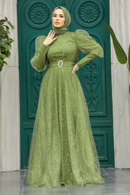  Modern Khaki Hijab Wedding Dress 23041HK - 2