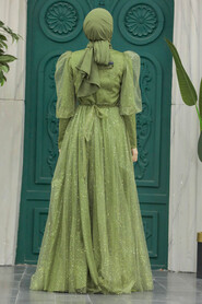  Modern Khaki Hijab Wedding Dress 23041HK - 3