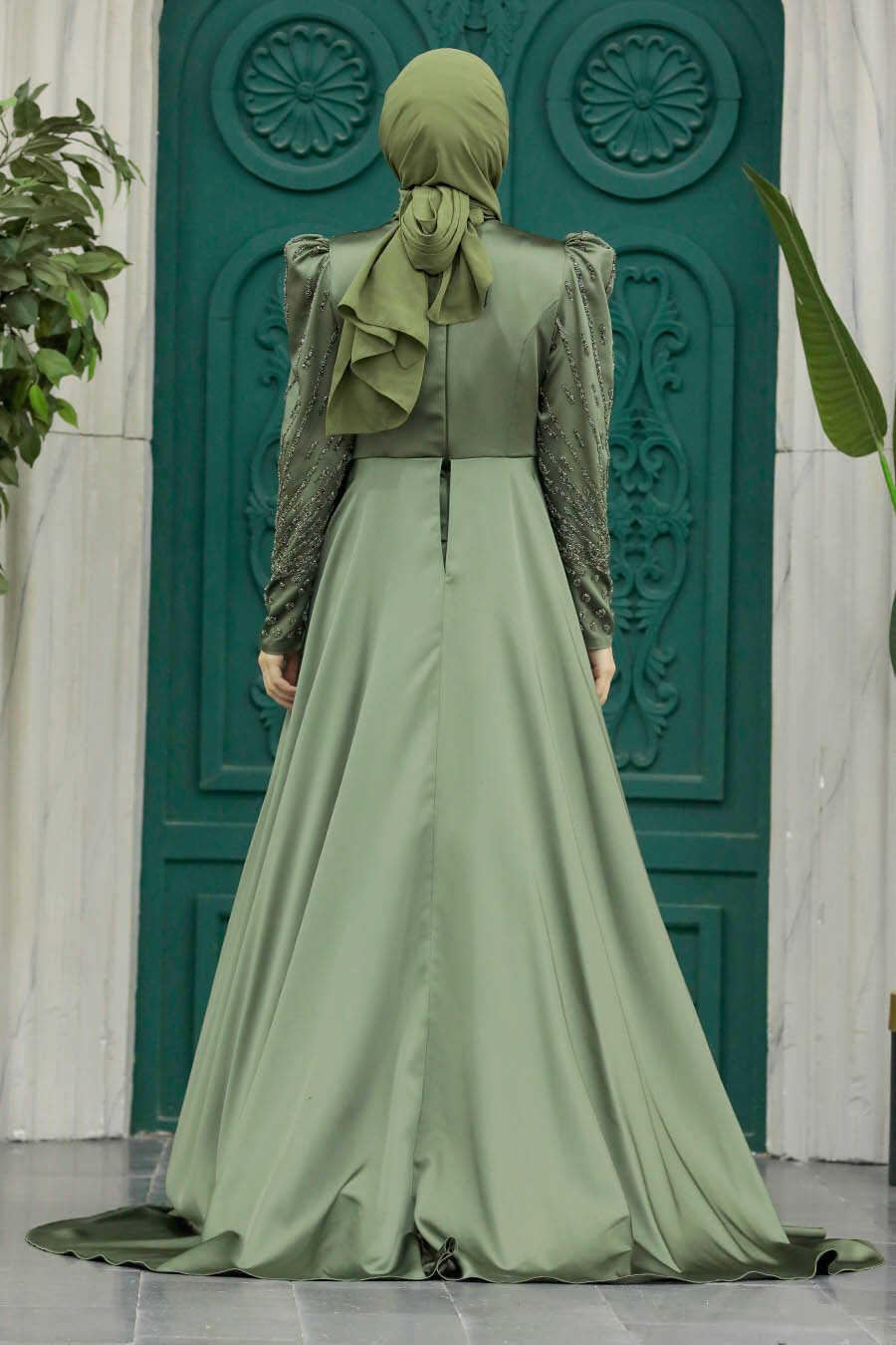 Neva Style - Modern Khaki Modest Islamic Clothing Wedding Dress 23310HK