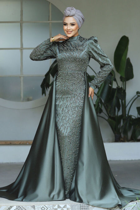  Modern Khaki Modest Islamic Clothing Wedding Dress 23310HK - NEVA STYLE