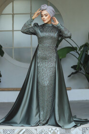  Modern Khaki Modest Islamic Clothing Wedding Dress 23310HK - 2