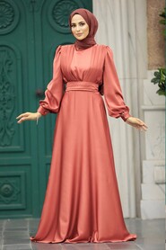  Modern Light Dusty Rose Islamic Clothing Wedding Dress 40621AGK - NEVA STYLE