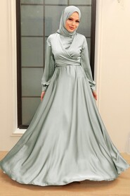  Modern Light Grey Hijab Bridesmaid Dress 33871AGR - NEVA STYLE