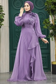  Modern Lila Hijab Evening Dress 22321LILA - 2