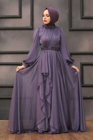  Modern Lila Hijab Islamic Clothing Engagement Dress 4313LILA - 3