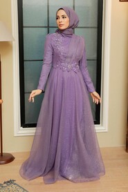  Modern Lila Islamic Prom Dress 22694LILA - 2