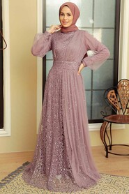  Modern Lila Muslim Wedding Gown 5696LILA - 3