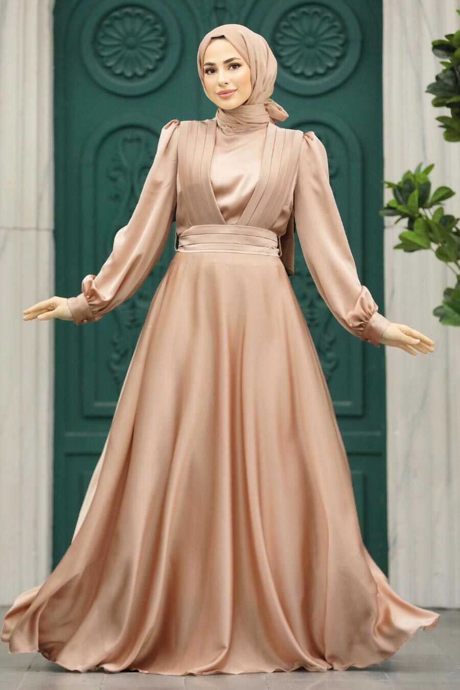 Neva Style - Modern Mink Islamic Clothing Wedding Dress 40621V