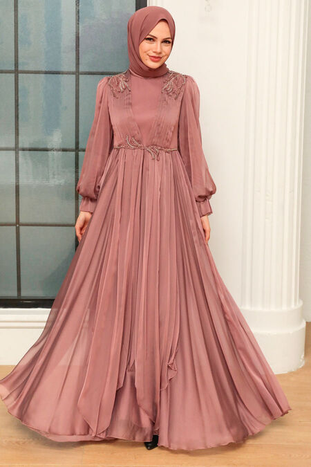  Modern Mink Muslim Fashion Evening Dress 21910V - NEVA STYLE
