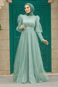  Modern Mint Hijab Wedding Dress 23041MINT - 2