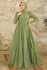  Modern Mint Islamic Clothing Engagement Dress 2294MINT - 3