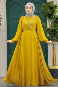  Modern Mustard Modest Prom Dress 22153HR - 2