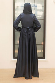  Modern Navy Blue Hijab Bridesmaid Dress 33871L - 2
