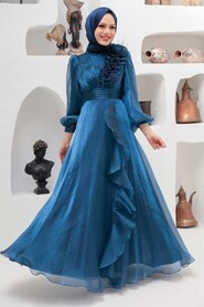  Modern Navy Blue Hijab Evening Dress 22321L - 1
