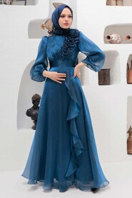  Modern Navy Blue Hijab Evening Dress 22321L - 2