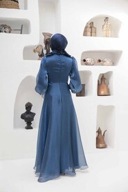  Modern Navy Blue Hijab Evening Dress 22321L - 3
