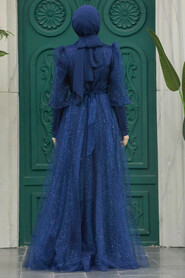  Modern Navy Blue Hijab Wedding Dress 23041L - 4