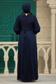  Modern Navy Blue Islamic Bridesmaid Dress 38510L - 3
