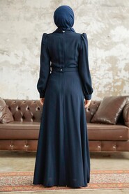  Modern Navy Blue Islamic Dress 37351L - 3
