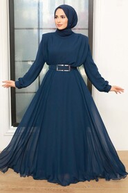  Modern Navy Blue Muslim Bridesmaid Dress 36050L - 1