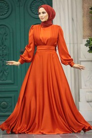 Neva Style - Modern Orange Islamic Clothing Wedding Dress 40621T - Thumbnail