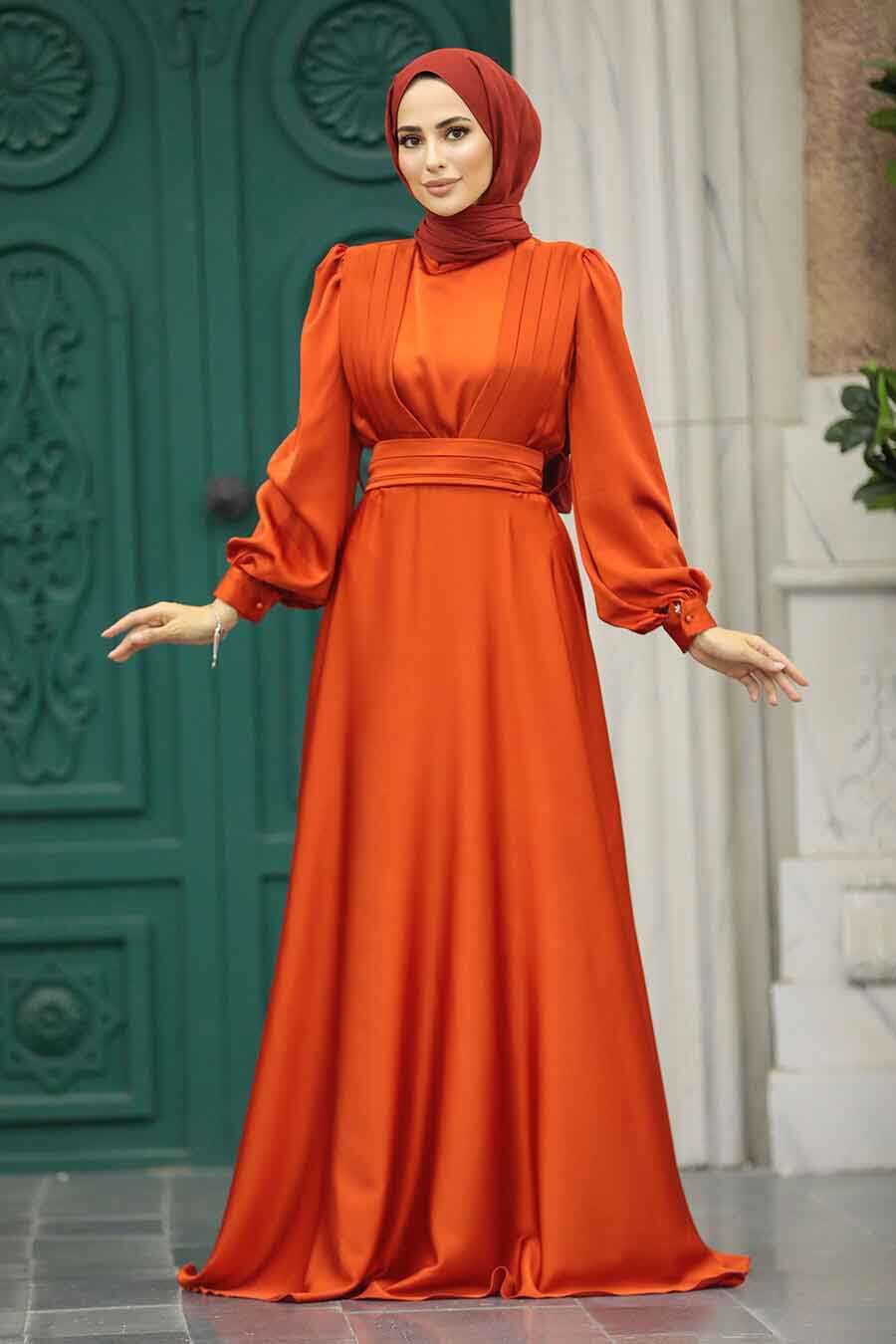 Neva Style - Modern Orange Islamic Clothing Wedding Dress 40621T