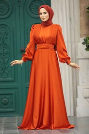 Neva Style - Modern Orange Islamic Clothing Wedding Dress 40621T - Thumbnail