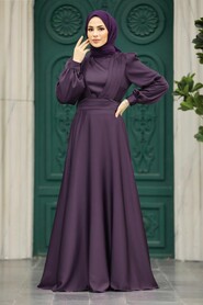  Modern Plum Color Islamic Clothing Wedding Dress 40621MU - NEVA STYLE