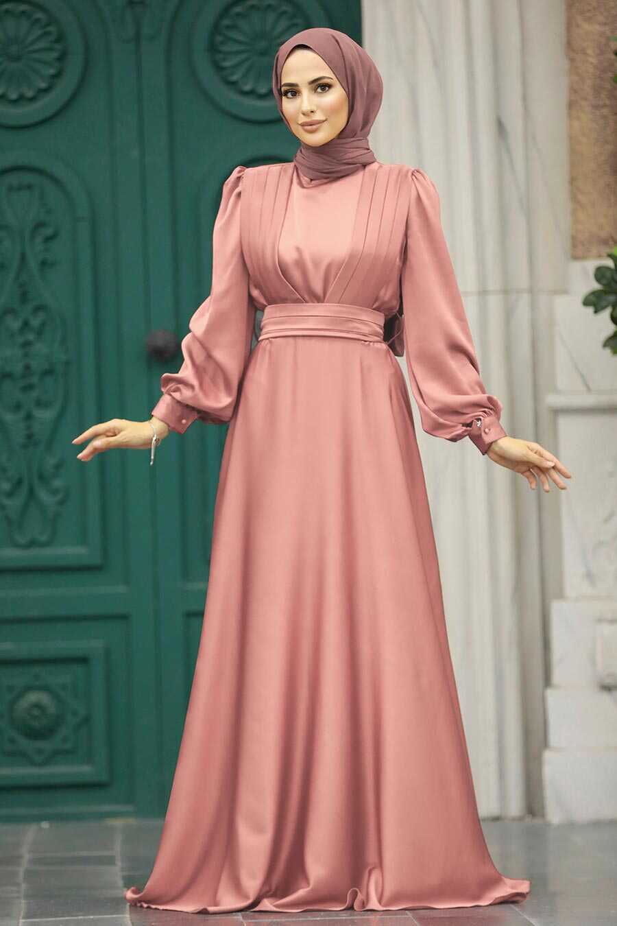 Neva Style - Modern Powder Pink Islamic Clothing Wedding Dress 40621PD