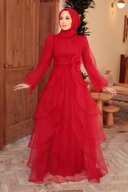  Modern Red Islamic Clothing Prom Dress 22480K - 2