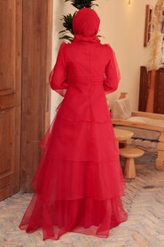  Modern Red Islamic Clothing Prom Dress 22480K - 3