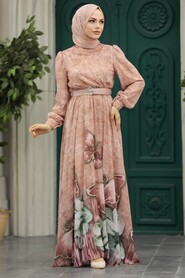  Modern Salmon Pink Modest Islamic Clothing Prom Dress 39211SMN - 2