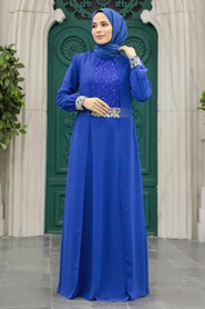  Modern Sax Blue Modest Dress 25700SX - 2