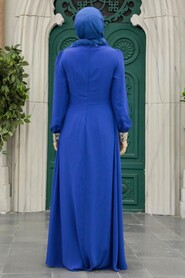  Modern Sax Blue Modest Dress 25700SX - 3