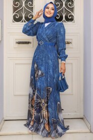  Modern Sax Blue Modest Islamic Clothing Prom Dress 39211SX - 2