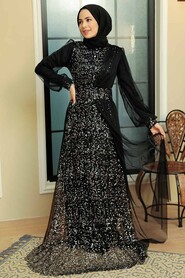  Modern Silver Muslim Wedding Gown 5696GMS - 1