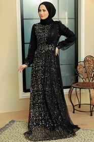  Modern Silver Muslim Wedding Gown 5696GMS - 5