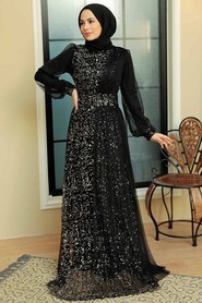  Modern Silver Muslim Wedding Gown 5696GMS - 4