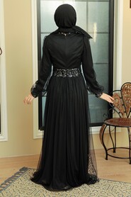  Modern Silver Muslim Wedding Gown 5696GMS - 6