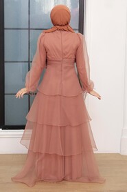  Modern Terra Cotta Islamic Clothing Prom Dress 22480KRMT - 3