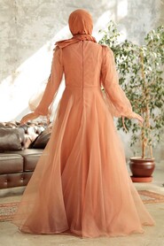  Modern Terra Cotta Islamic Wedding Gown 2249KRMT - 2