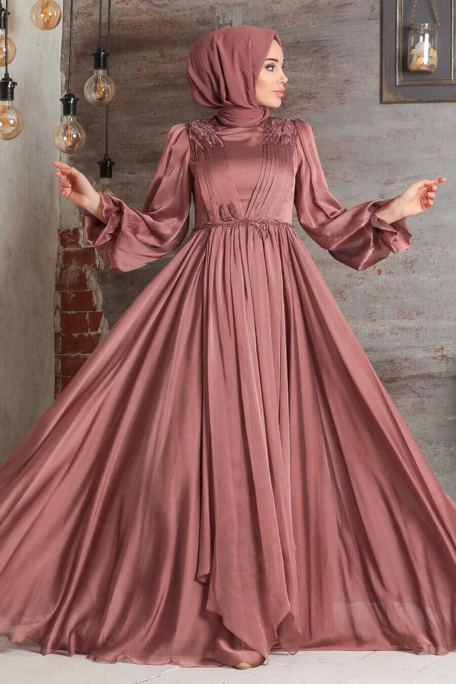 Neva Style - Modern Terra Cotta Muslim Fashion Evening Dress 21910KRMT