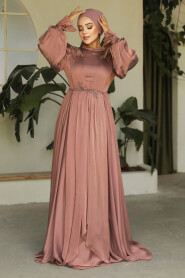  Modern Terra Cotta Muslim Fashion Evening Dress 21910KRMT - 3