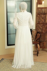  Modern White Muslim Wedding Gown 5696B - 2